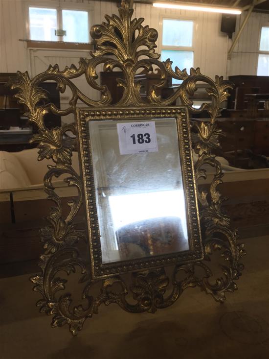 Victorian  cast brass framed easel mirror